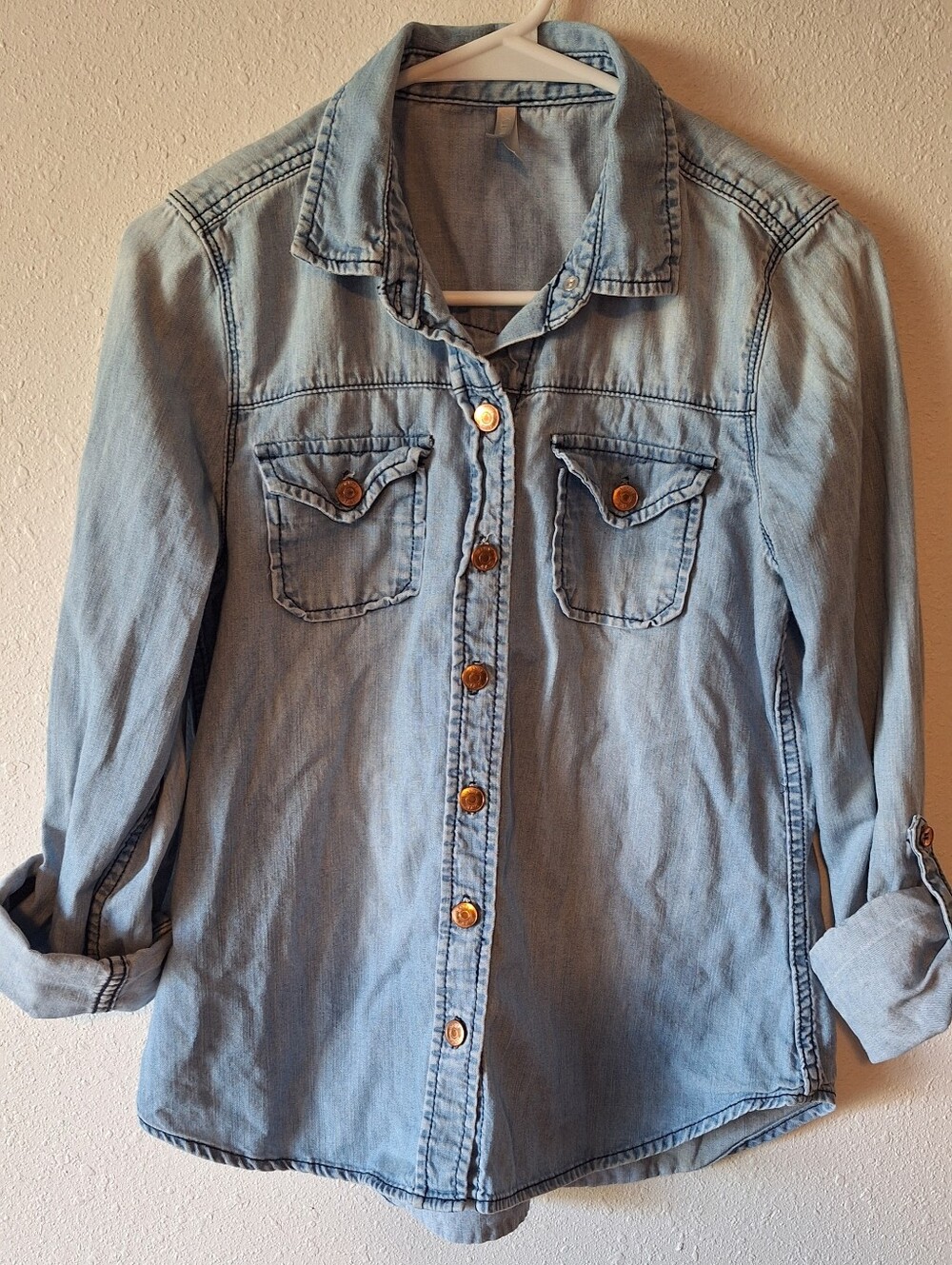 Light Wash Denim Button-Up Shirt